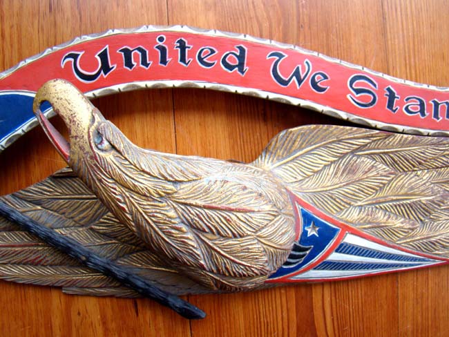 A very fine early 20th century carved eagle plaque in the style of John Haley Bellamy (1836-1914).